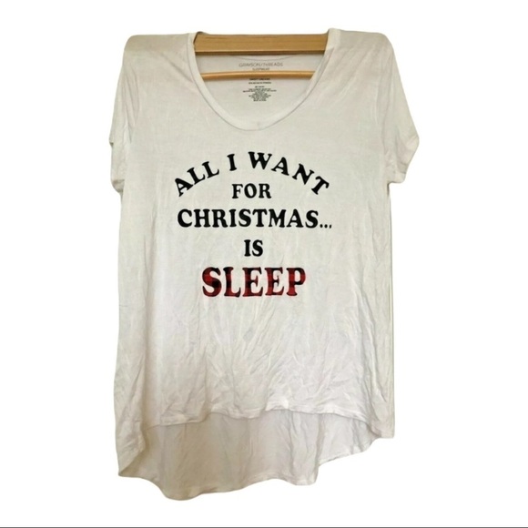 Grayson Threads Pajama top Tee All I Want For Christmas Is Sleep Rayon Small‎ S - Picture 1 of 4